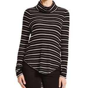 We The Free Striped Ribbed Turtleneck Top